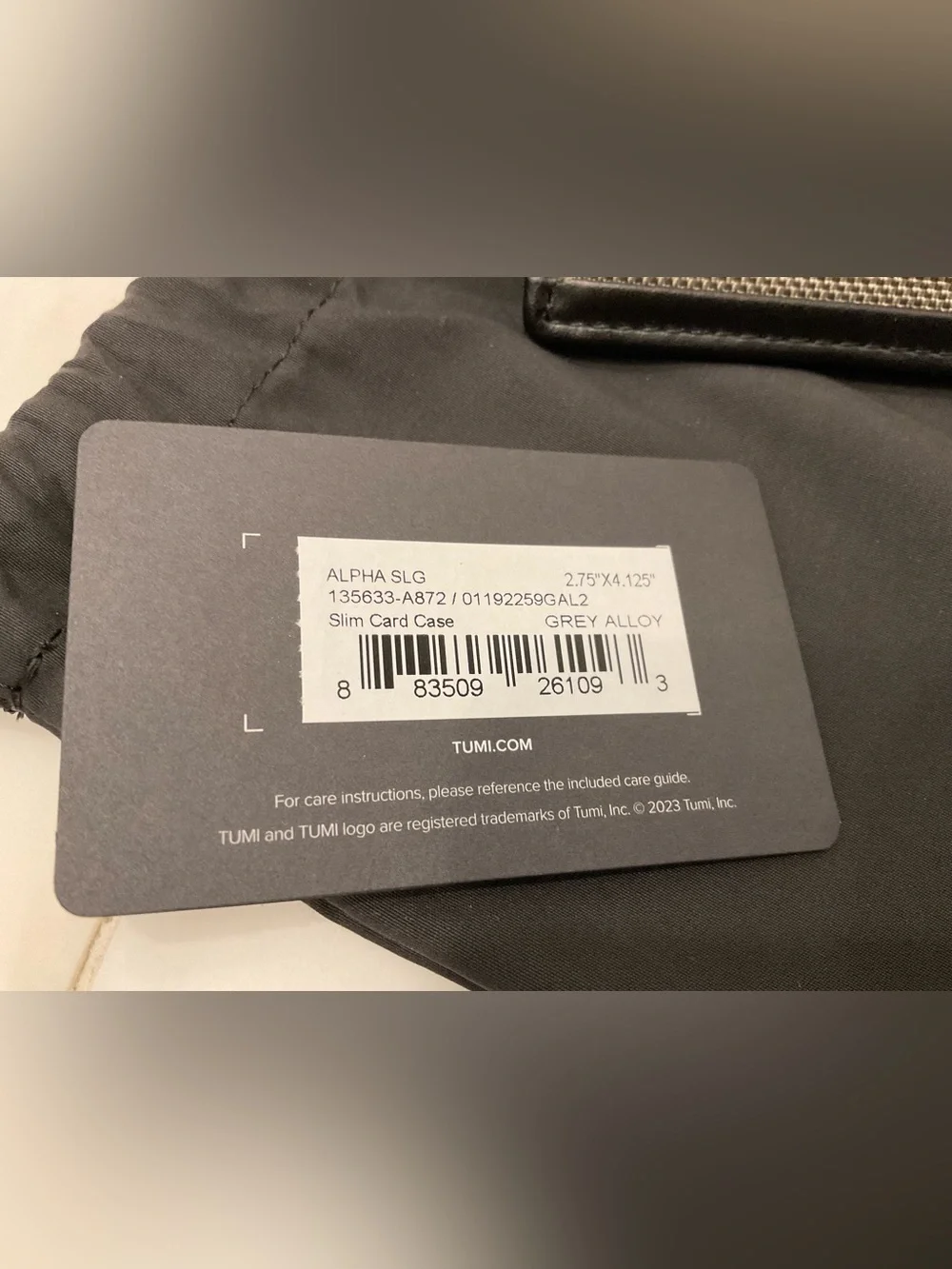 NEW Tumi ALPHA Ballistic Nylon & Leather Slim Card Case - GRAY ALLOY